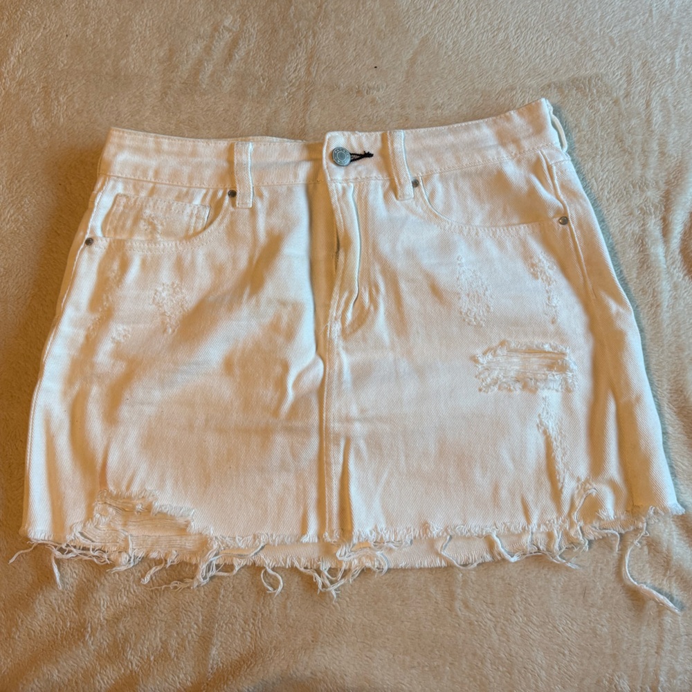 PacSun Cream Denim Skirt